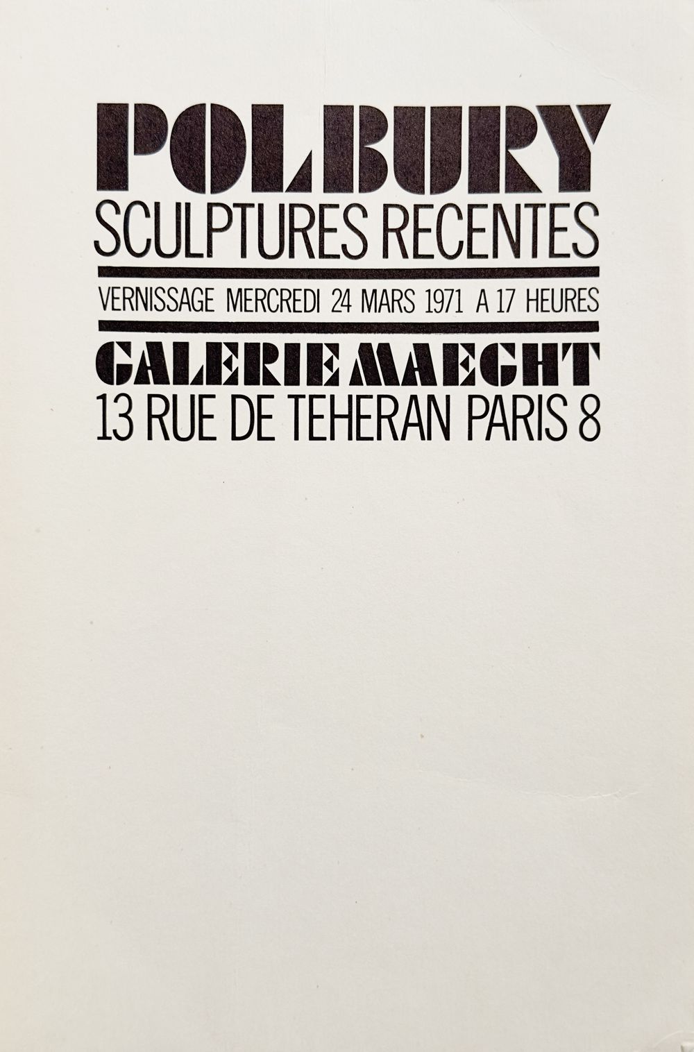 Carton d'invitation - Galerie Maeght 1971